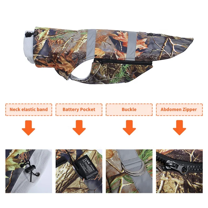 Heating Pet dog clothes with temperature adjust waterproof easily take on/off for walking the dog in winter