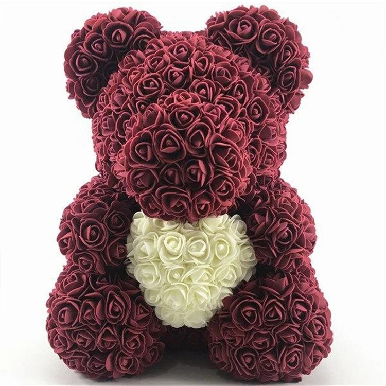 Wholesale  Faux Soap Flower Inches Bear Gift 40 cm Rose Bear Green Rose Teddy Bear with Box