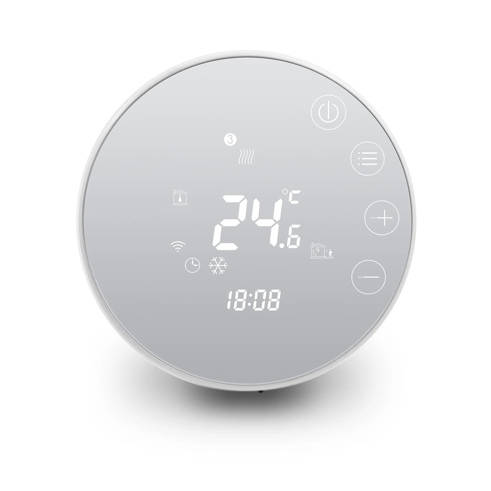 Round glass touch screen Tuya Smart Life voice control weekly programmable 110-230v 16A electrical floor heating room thermostat