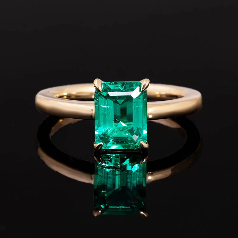 Wholesale price emerald cut lab grown emerald gemstone ring women wedding ring jewelry 14k gold ring custom