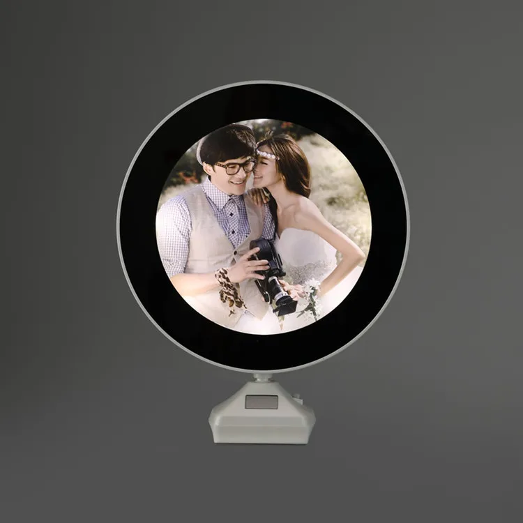 
hot sale funny Magic mirrored plastic led light clocks photo frame 