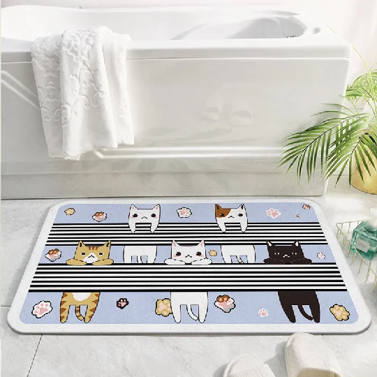 Экологически безопасный Шелковый Противоскользящий ковер, мультяшный корги, коврик для ванной, кухни