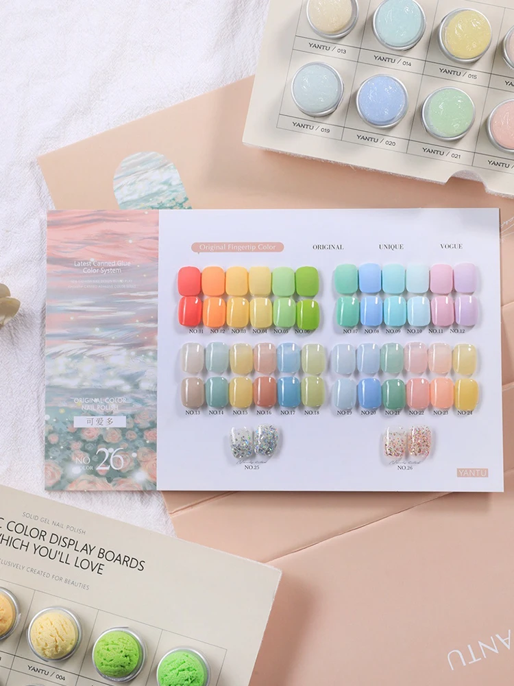 YANTU 26 colors set Nail gel Nail salon Non-Eoxic Uv gel Eco-friendly vegetable glue Nail art kitNew model 2024 Macaron