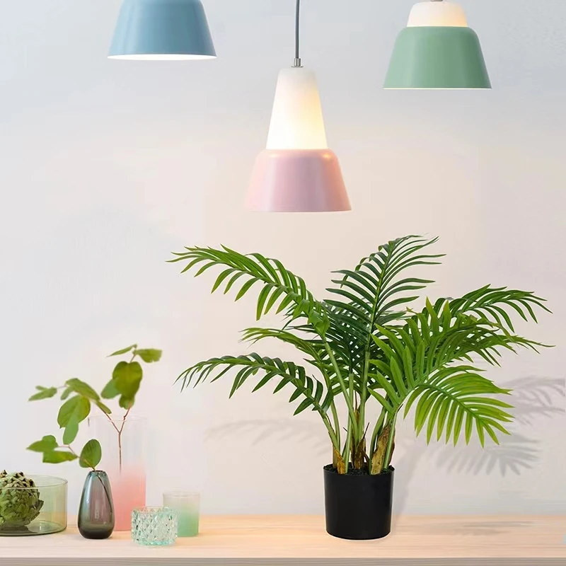 Hourpark Wholesale Green Decorative Artificial Bonsai Palm Tree 2 Pcs Outdoor Indoor Plastic Artificial Plants