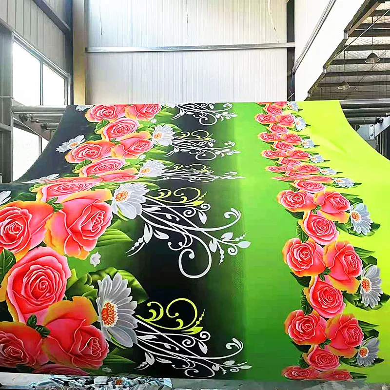 3D rose flower disperse print 100 polyester twill woven printed brushed bedding fabric from changxing manufacturers