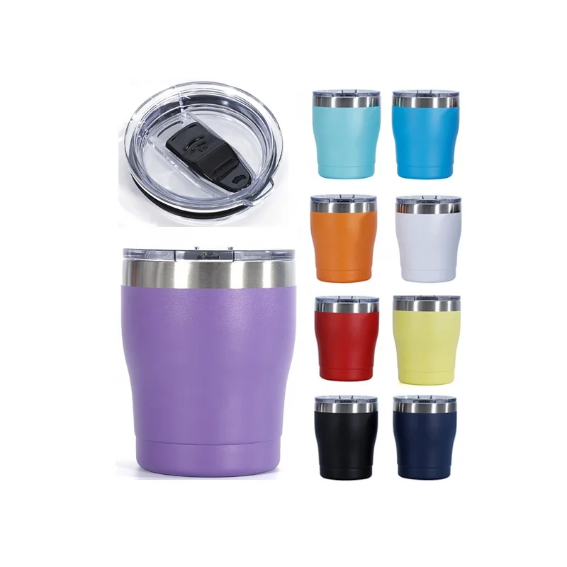 Colorful Powder Coated Regular Small Tumbler with Lid Double Wall car travel tumbler cup mugs for coffee