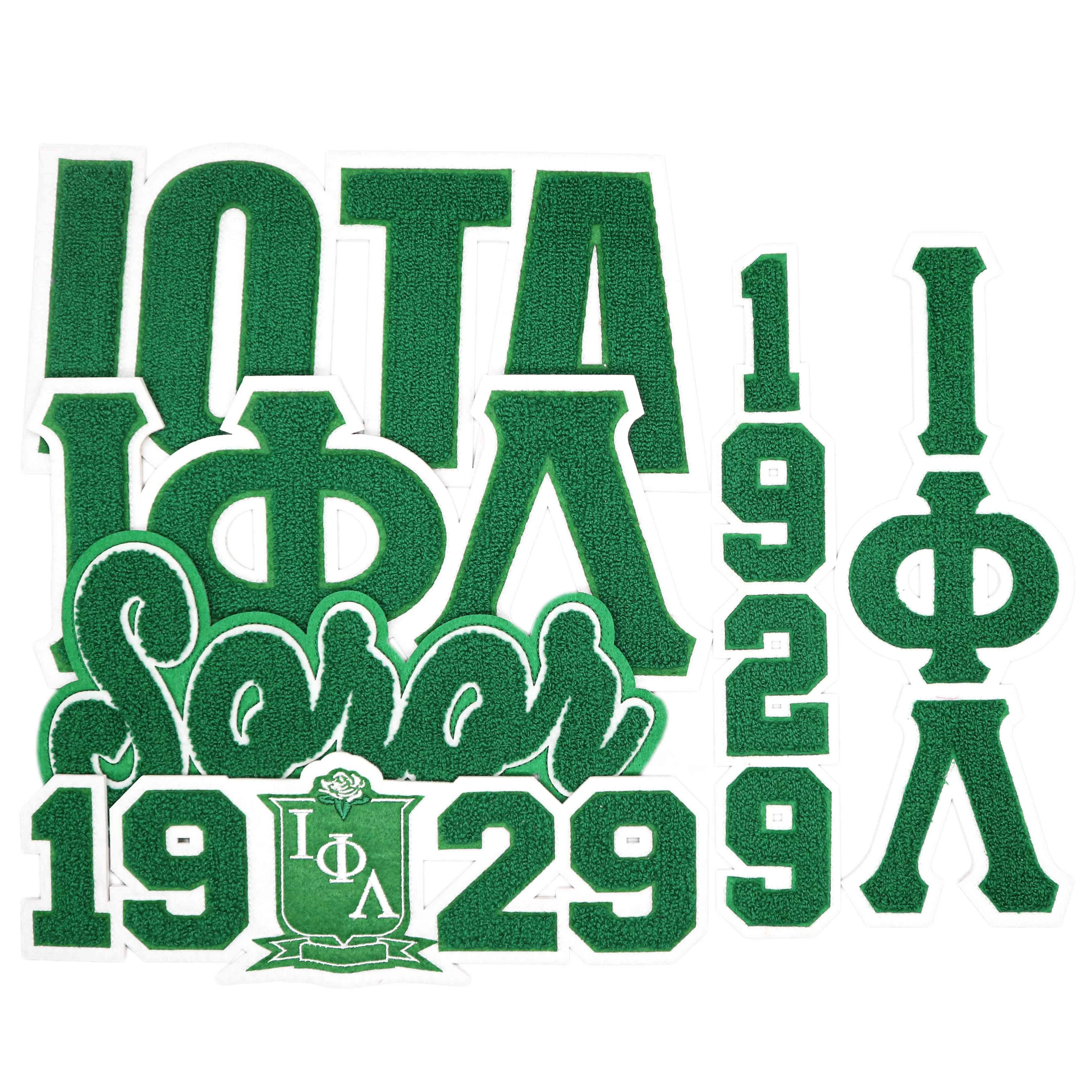 IOTA PHI LAMBDA 1929 sorority chenille letter patches iron on High quality santa chenille patch