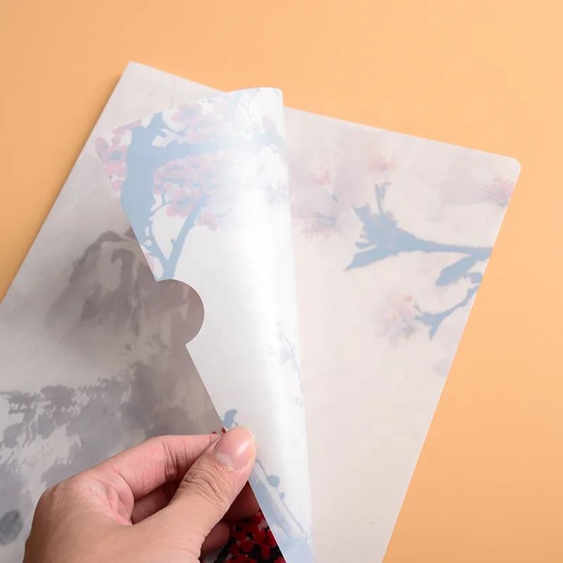 Wholesale PP plastic folder clear pocket file folder A4 customized pp L shape for file folder for school