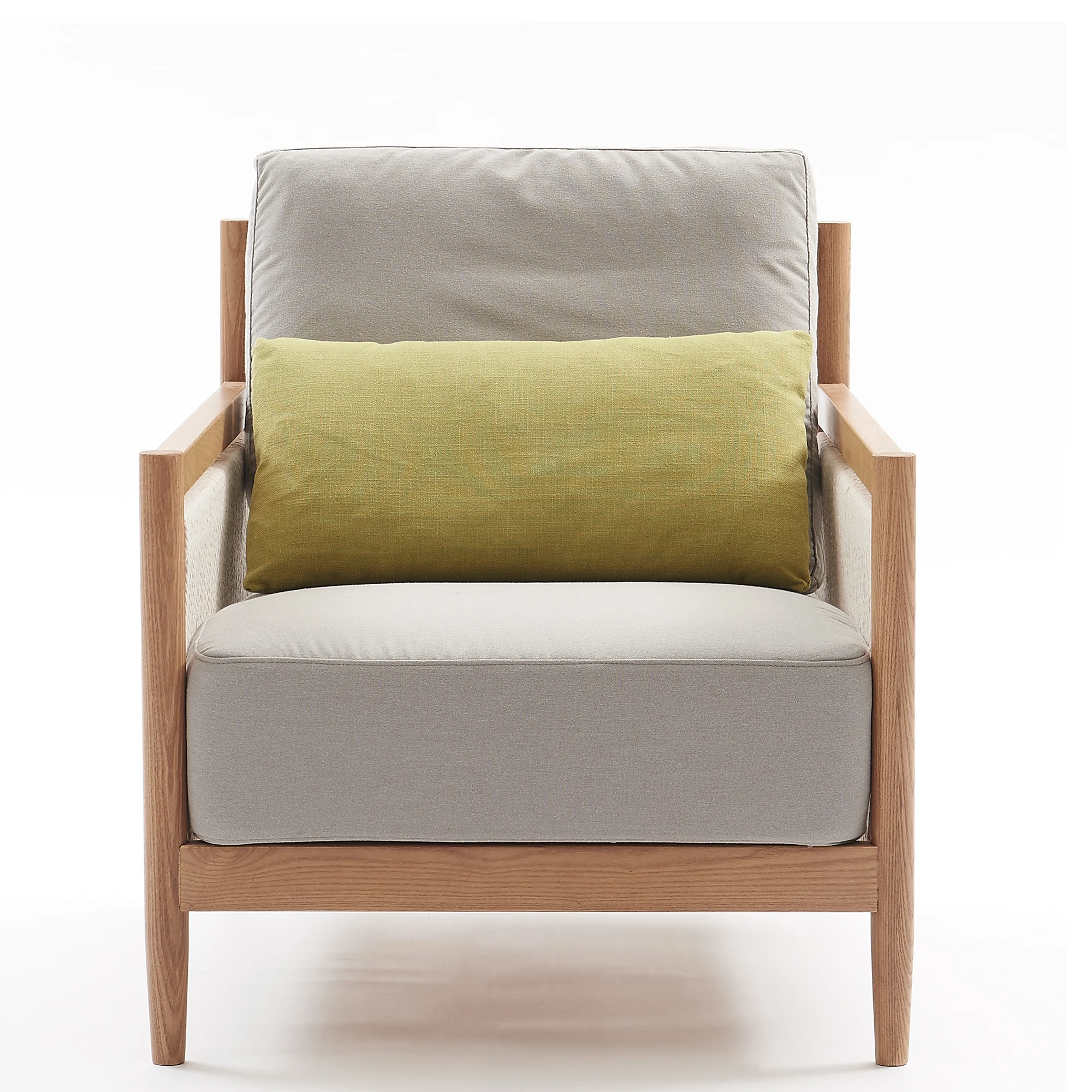 Кресло для отдыха с подлокотником из вязаной веревки и рамой из ясеня, прочная домашняя мебель из массива дерева, одноместный диван-стул