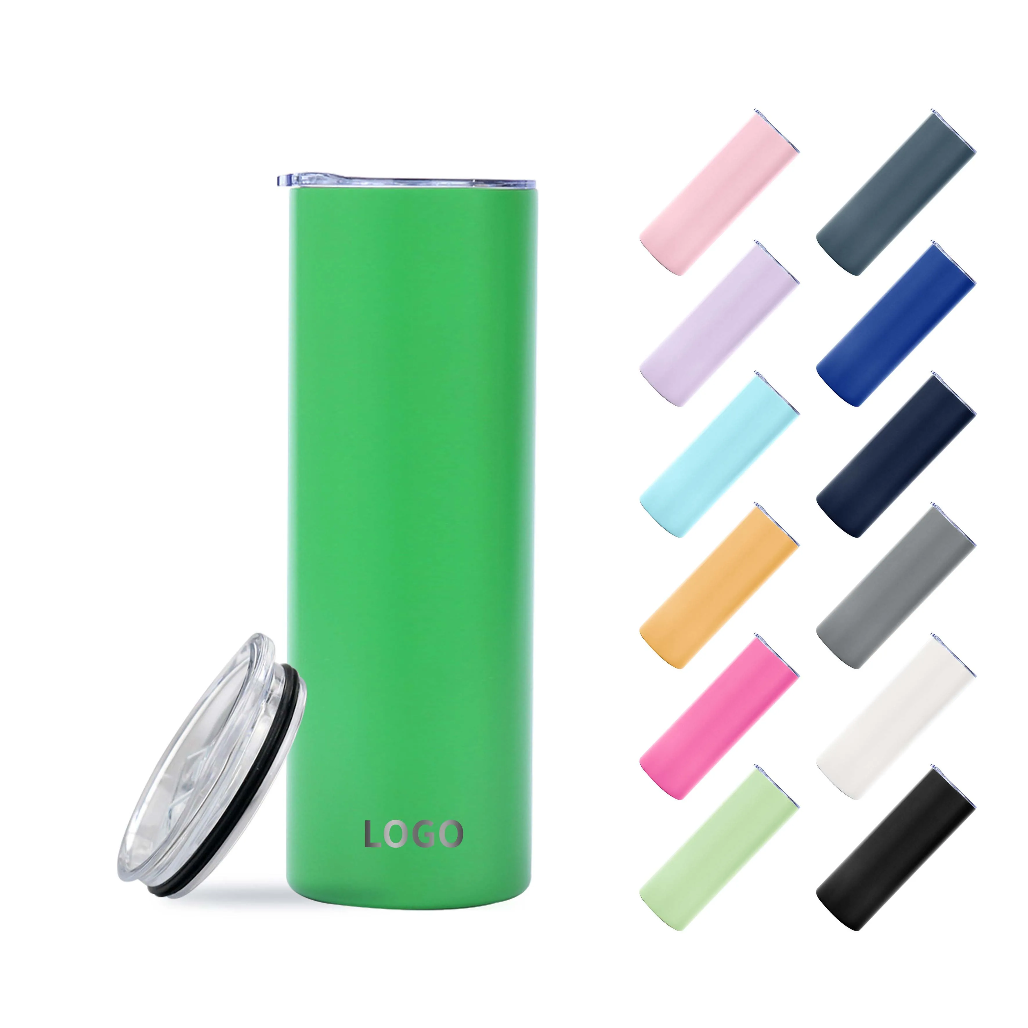 Hot 20oz Sublimation for DIY Wrap Slim White bulk Straight Tumbler Vacuumed Walled Cups with Plastic Straw 20 0z Mugs