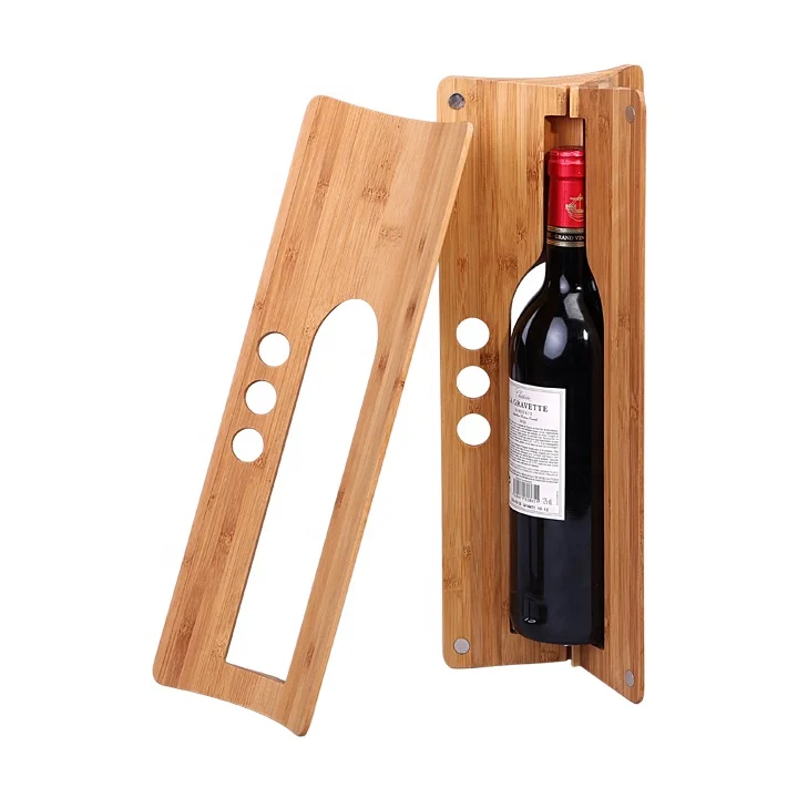 Unique design bamboo wooden gift wine display packaging box