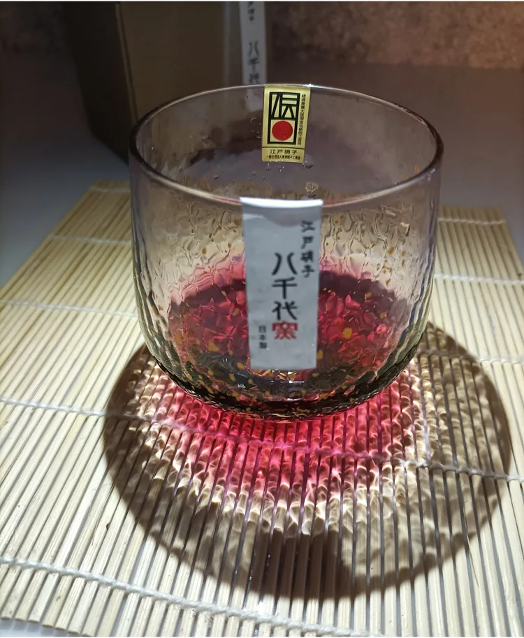 Японский традиционный стакан для сакэ ручной работы, звезды в небе под светлым золотым фольгой, хрустальный стакан для вина со звездным небом