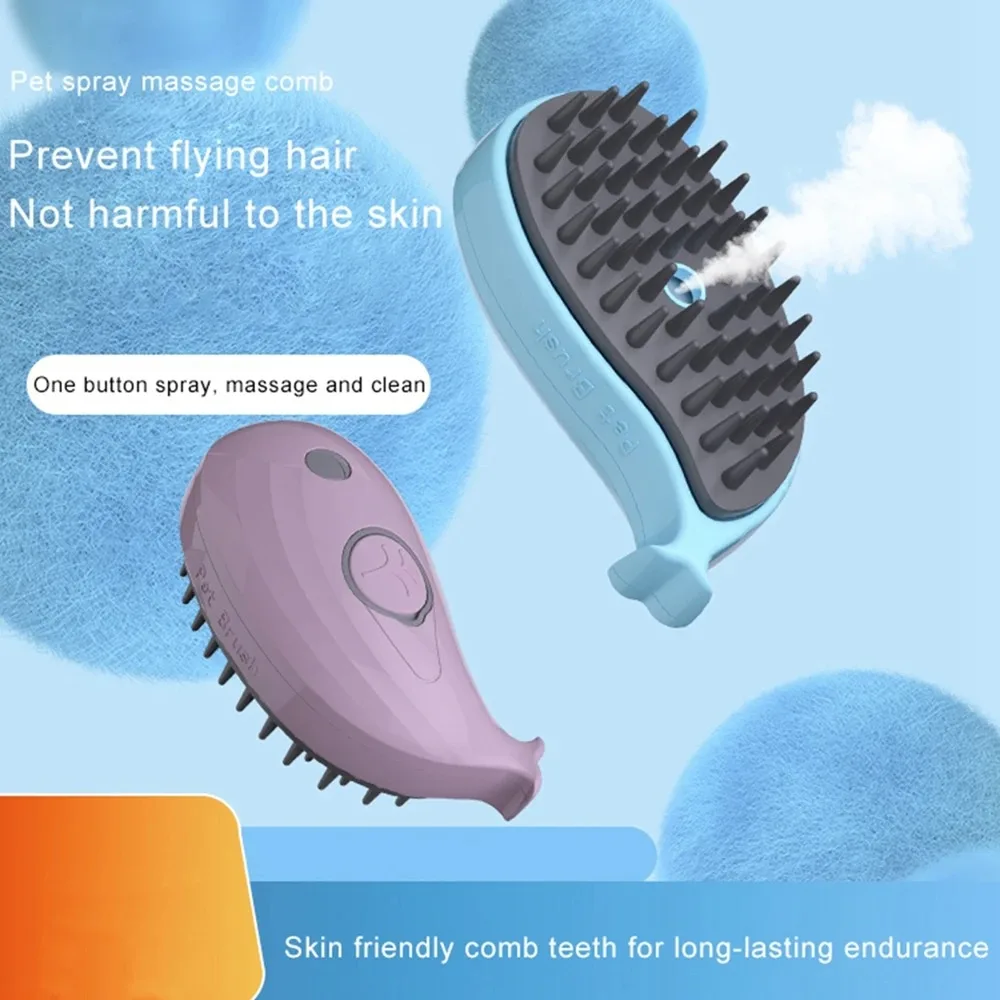 Wholesale Promotional 3 In1 Spray Steamy Grooming Massage Comb Multifunctional Dog Pet Hair Remover Cat Steam Brush for cat