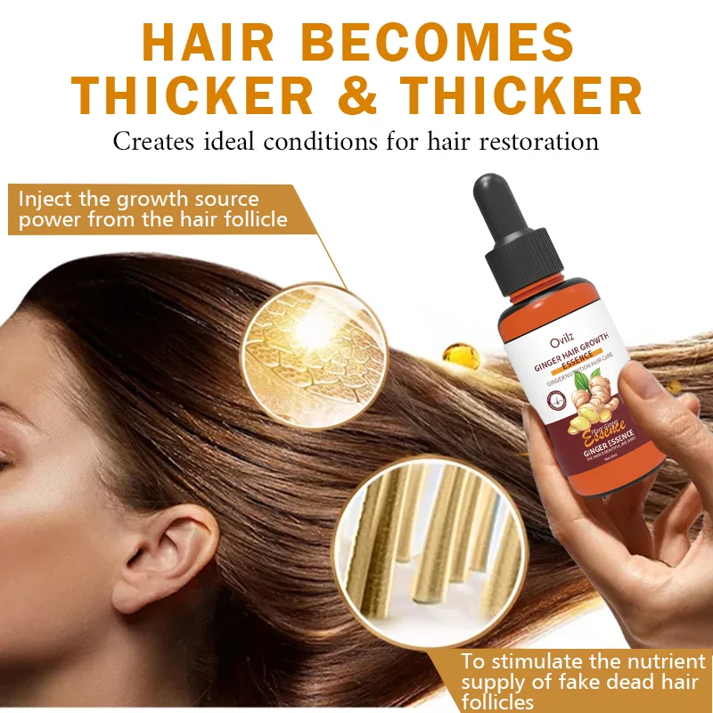 OVILZ Organic Ginger Hair Growth Oil Serum Keratin Herbal Infused Hair Regrowth Care Serum for women