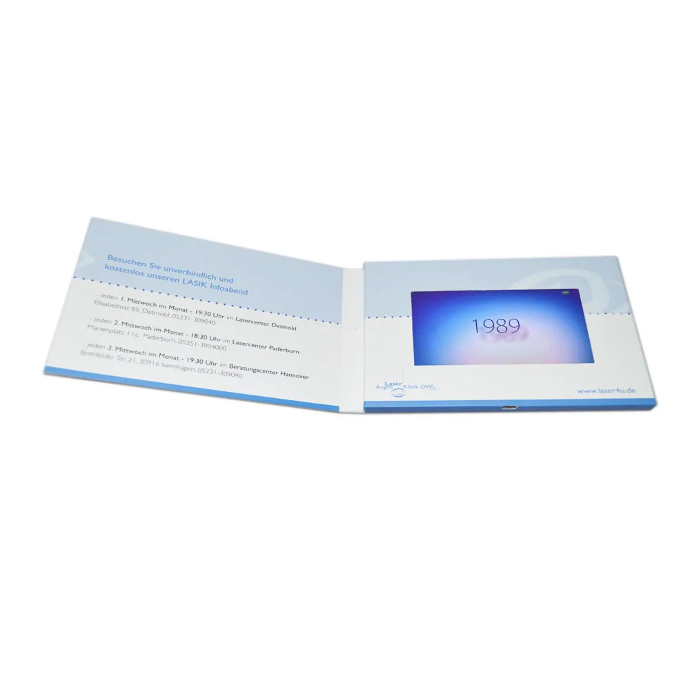 Low Moq Custom Digital Greeting 7 Inch TFT Screen LCD Book Video Brochure Card Mailer