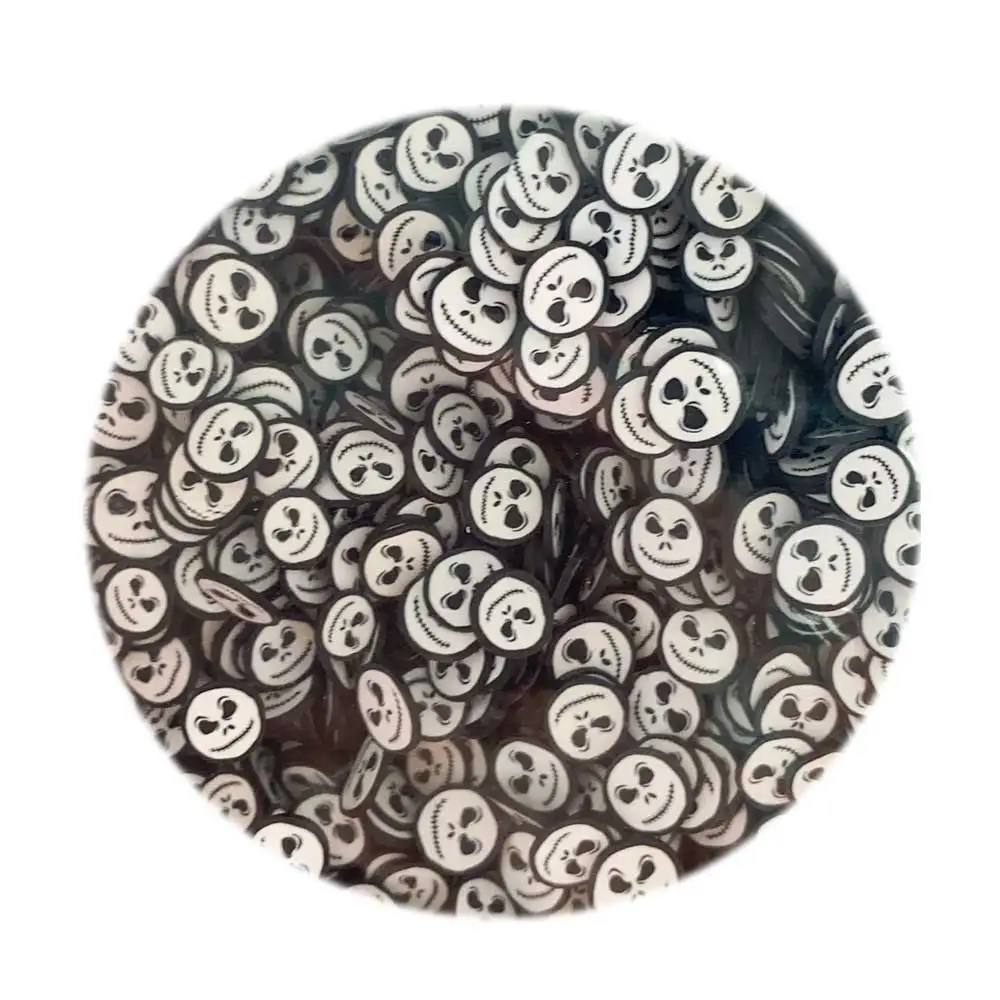 Halloween Series Jack and Sally Face Assorted Clay Slices with Long Candy Sprinkles for DIY Crafts Filling