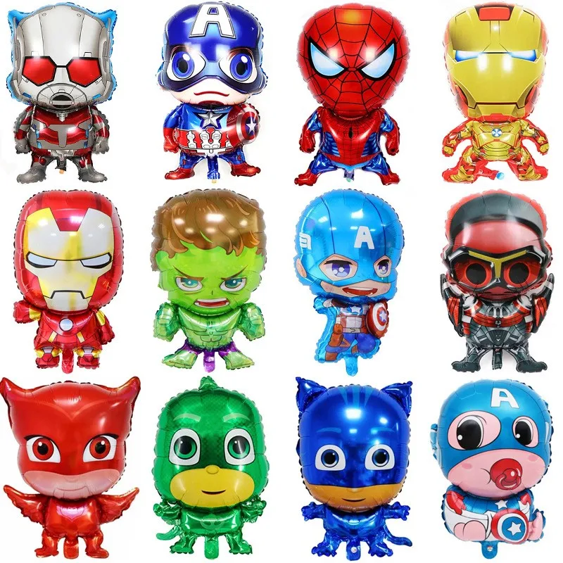 Wholesale Superhero Blue Star Balloons Sets Happy Birthday Cartoon Anime Spiderman Theme Party Favor Decorations Kit for Kids