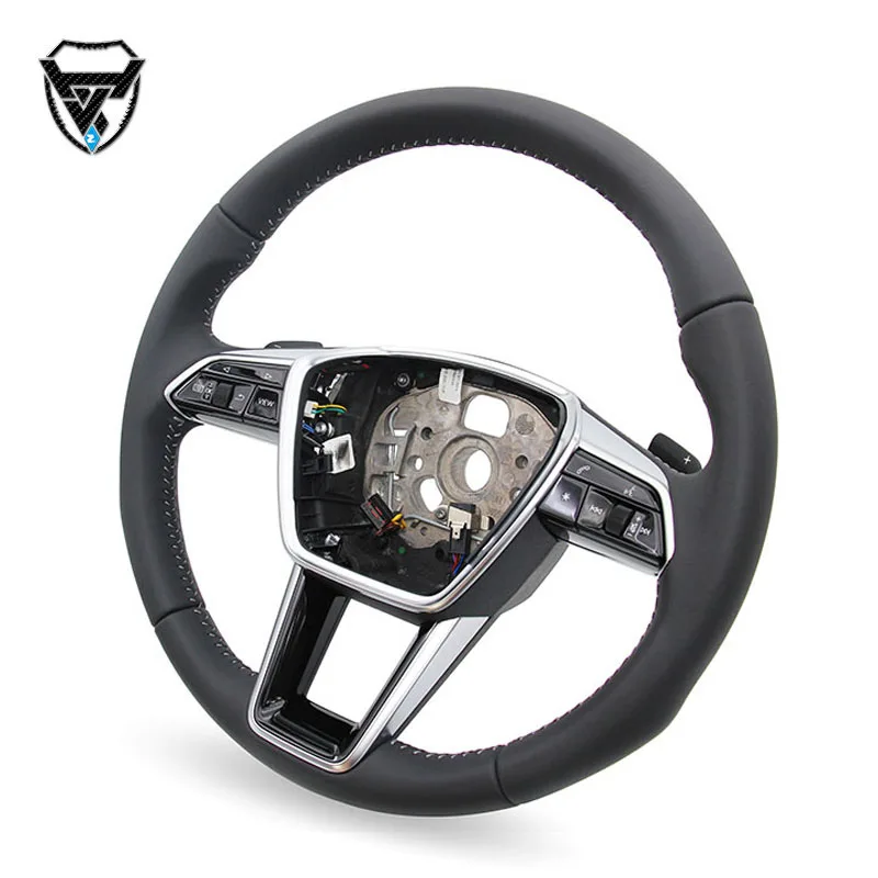 For Audi A6 2004-2013 silver carbon fiber leather steering wheel  ZC-A6-P9