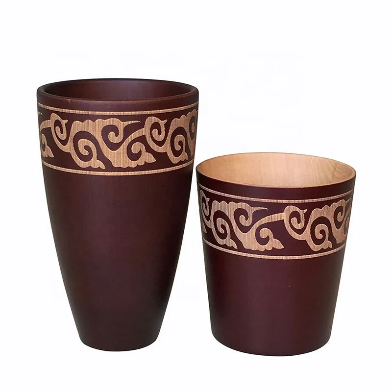 vintage wood grain Big belly wooden coffee tea cup  drink cup bamboo wooden coffee mug