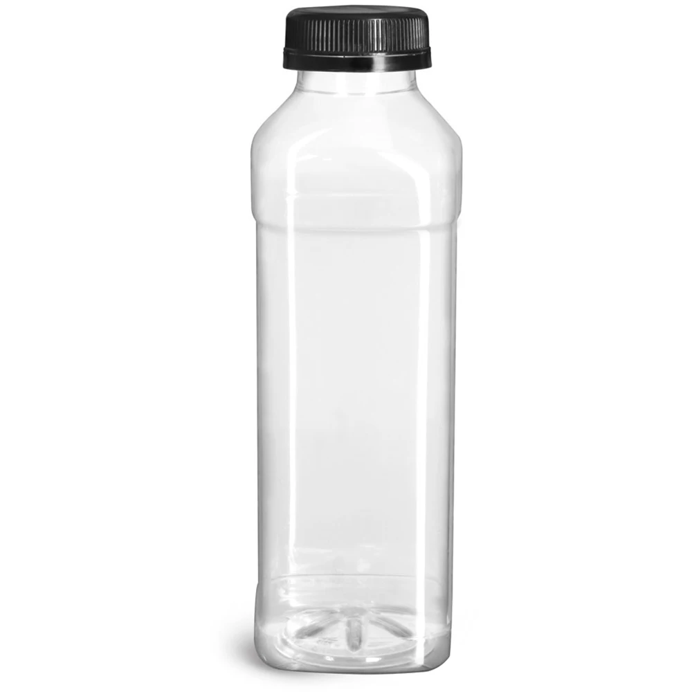 16 oz bpa free PET Beverage Bottles with White black Polypro Tamper Evident Caps whole Plastic iced teas Bottles with lid