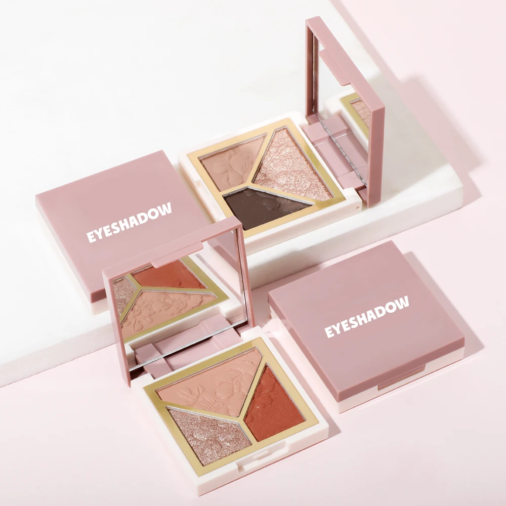 Wholesale 3 In1 Talc Free Pigmented Eyeshadow Palette Neutral Luxury Face Makeup Eyeshadows Palette Customized