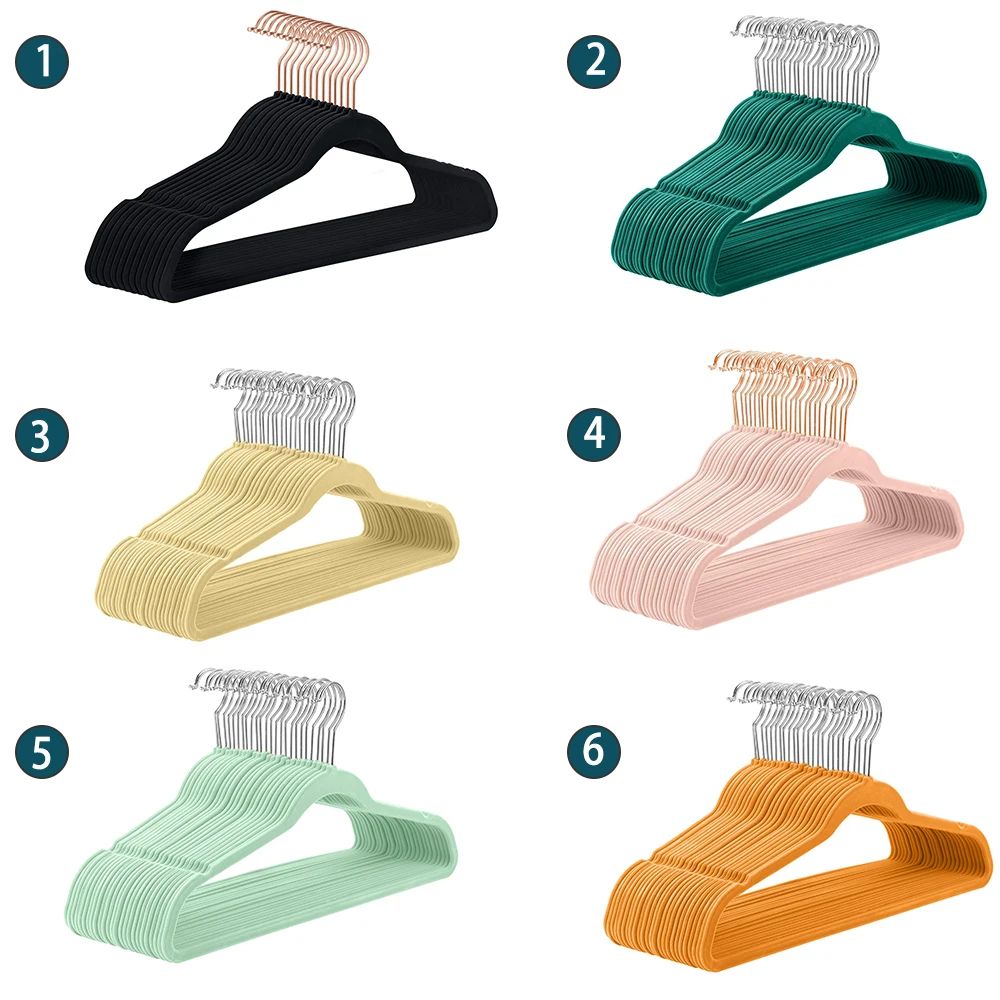 Wholesale cheap premium space save slim velvet hangers 50 pack non slip velvet fabric hanger black