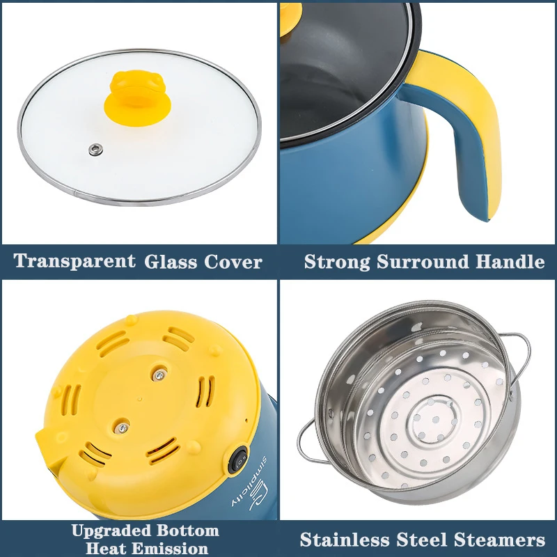 Mini cooker Electric Cooking Pot Home Student Dormitory stainless steel electric pots Portable electric multi cooker