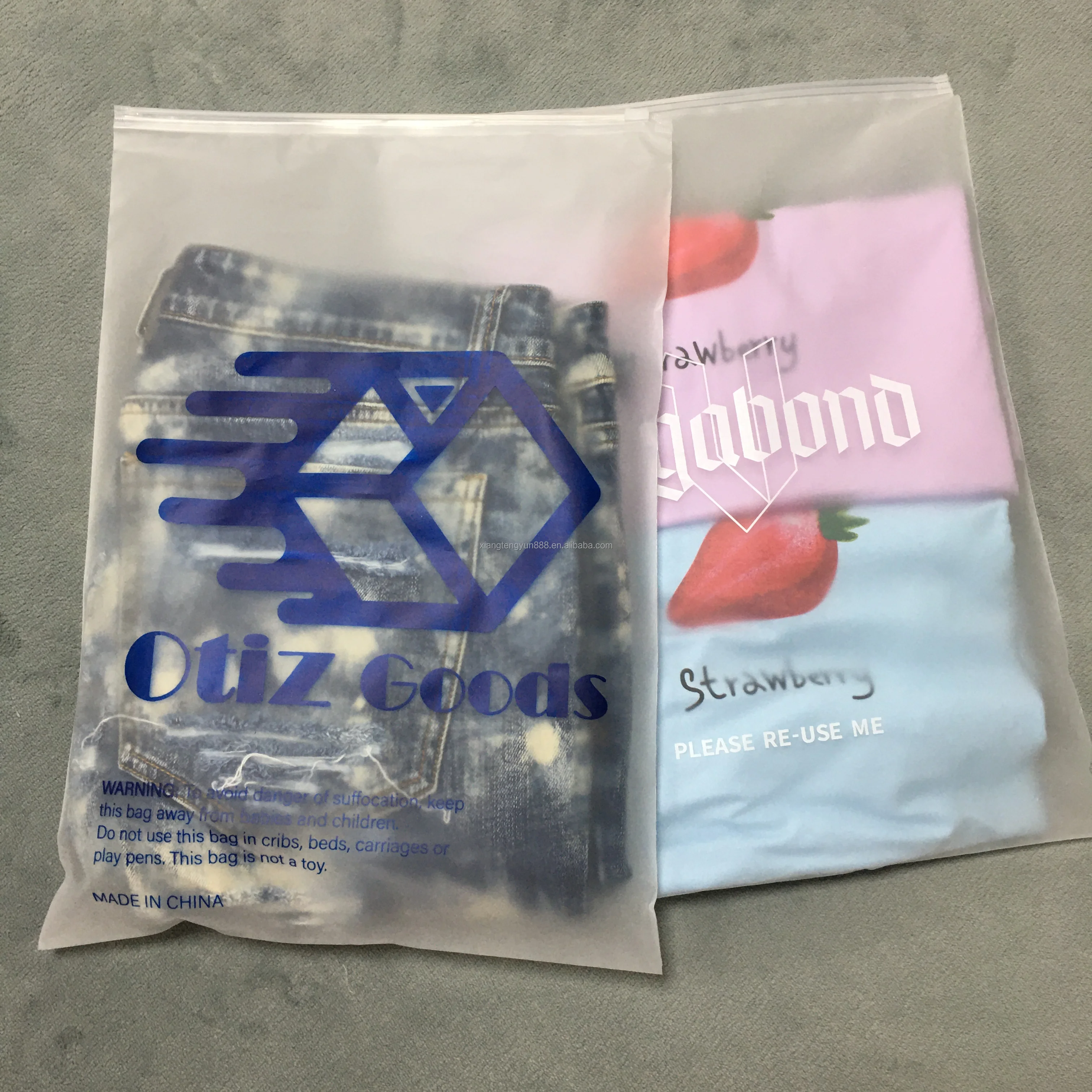 Printing Customized Matte Slider Frosted Plastic Packing Underdress Zipper Bag