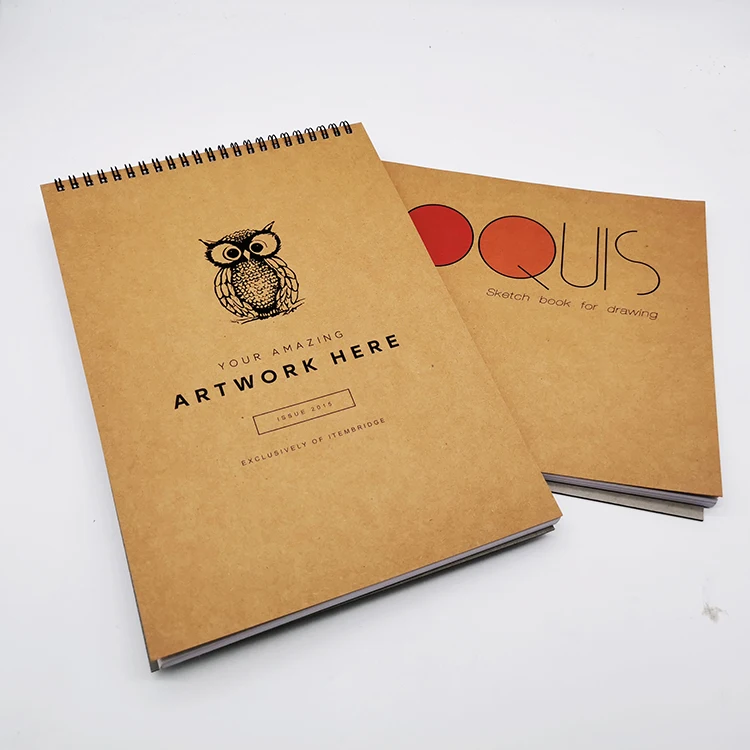 Hardcover 40 Sheets Student Kraft Drawing Sketch Book A4 Personalized Spiral Notebooks For Gift