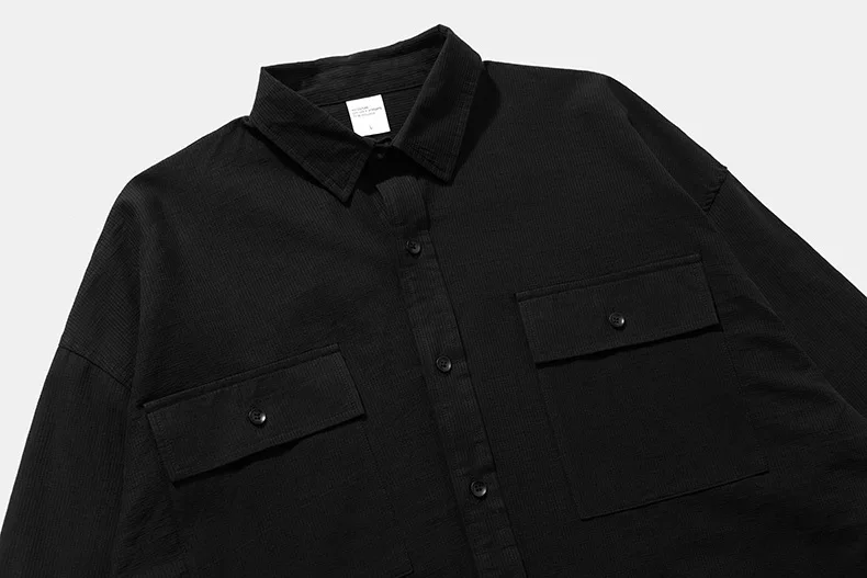 Custom logo Corduroy cotton over size shirt round hem simple style men shirt