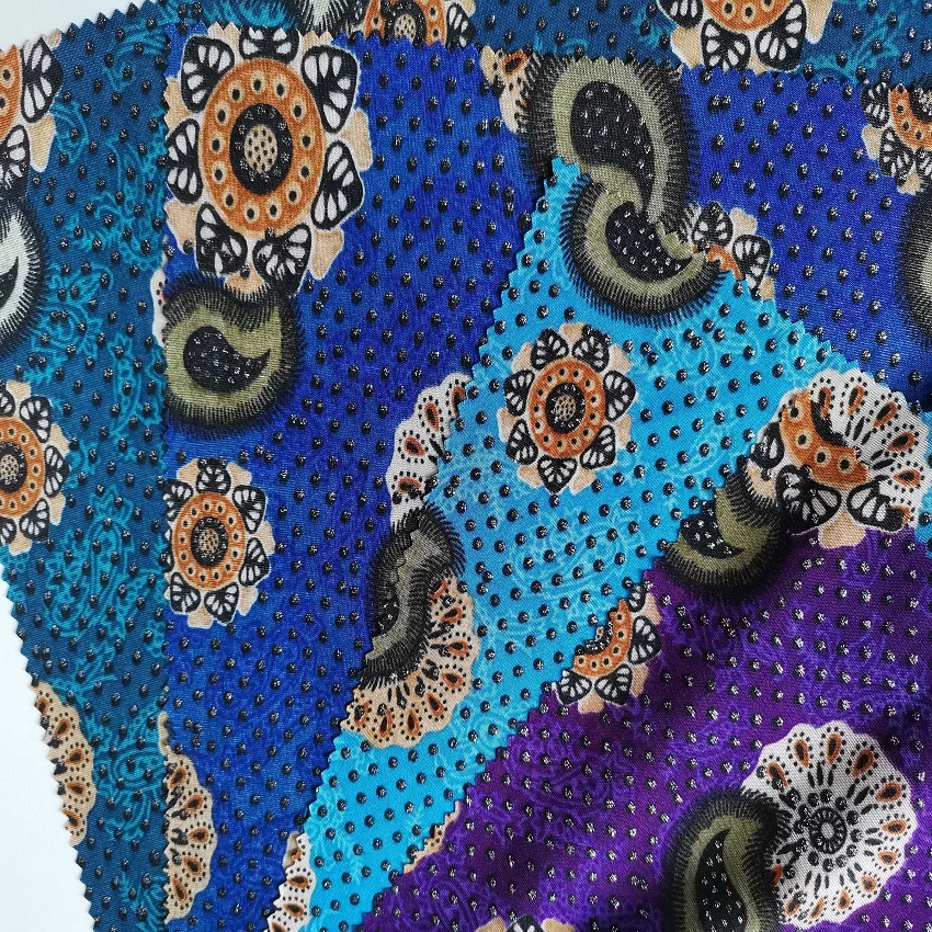 Full Bottom Beautiful Flowers Polyester Spandex Knitted Printed  4-way Stretch Bronzing Fabric