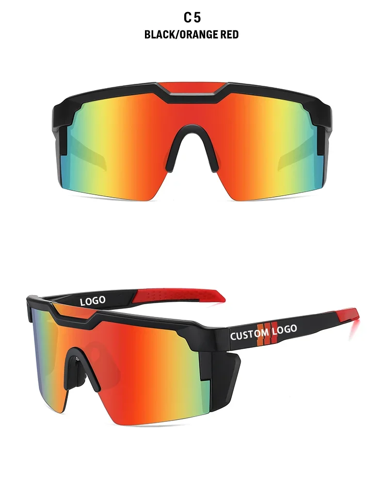 2024 Custom logo Sunglasses Men TR90 frame UV400 protection square women bike cycling sports sunglasses