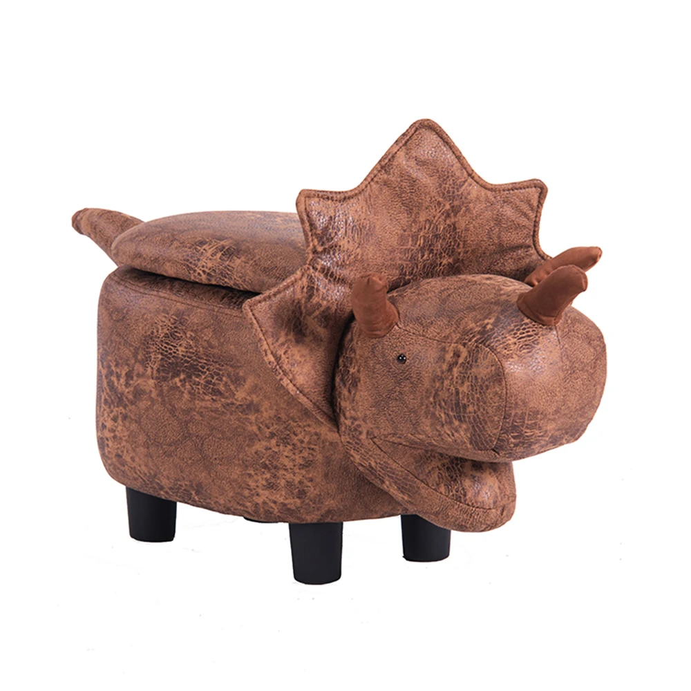 Factory wholesale wood frame animal fabric stool kids children animal shape stool ottoman with storage