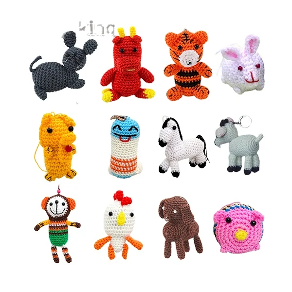 Handmade Stuffed Forest Fox Horse Tiger Rabbit Rat Dragon Etc Amigurumi Knitted Crochet Toys with PP cotton Filler