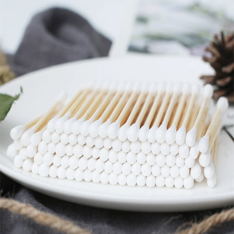 Eco Friendly Ear Cleaning Cotton Buds Swab Makeup Cotton Swabs Ear Swab Double Round Head Cotton Bud