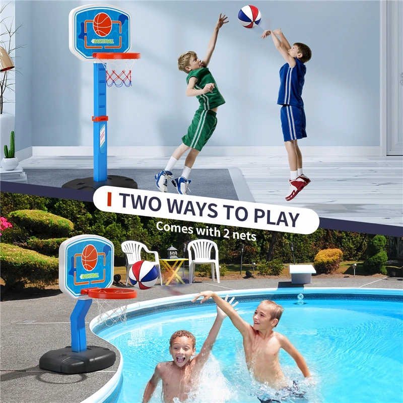 Swimming Pool Basketball Hoop Portable Outdoor Basketball Hoop for Pool with Balls Toys Game for Boys and Girls Summer Toys Gift