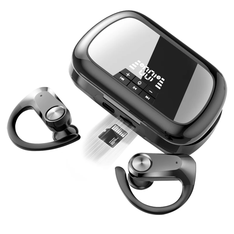 Personal model Q2S In-ear bt headset with TF Memory card digital display wireless Headphone Earphones Earbuds For cellphone