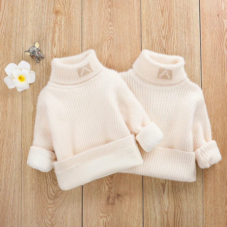 
Children new arrival winter thick turn down collar fleece knitted sweater 