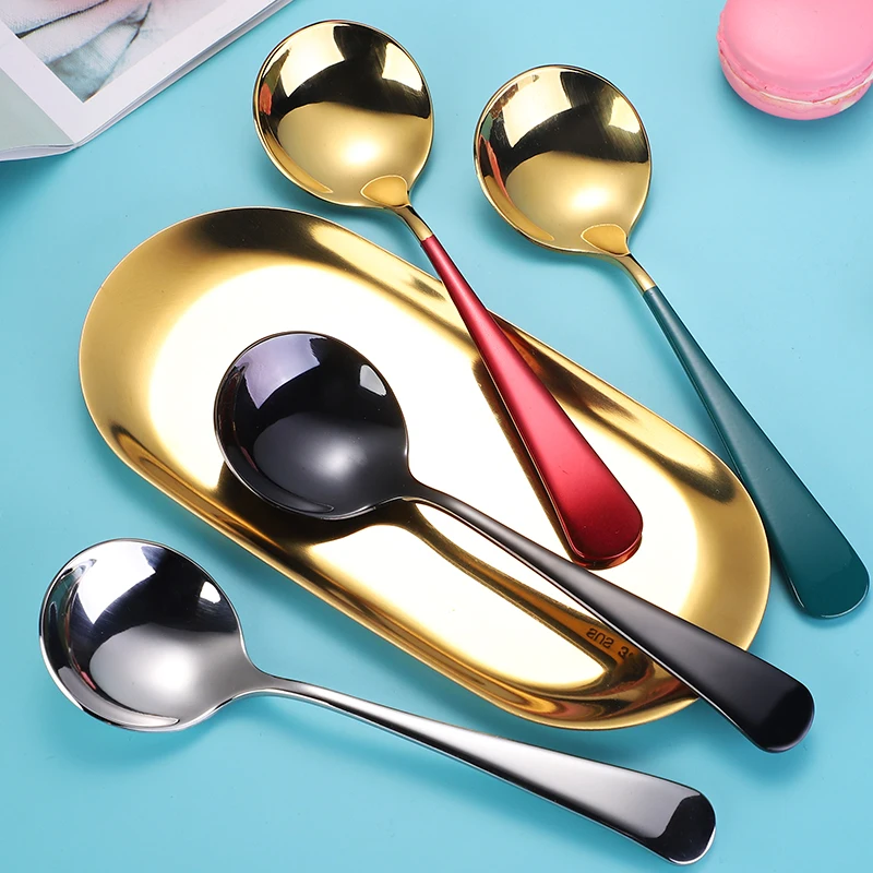 New Colorful Handle Korean Spoons Stainless Steel Coffee Cupping Spoon