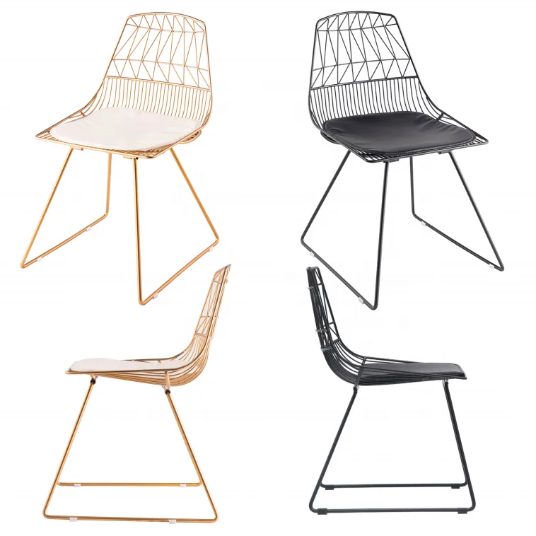 Free Sample Metal Gold Dining Steel Mesh Iron Black Outdoor Wire Chair