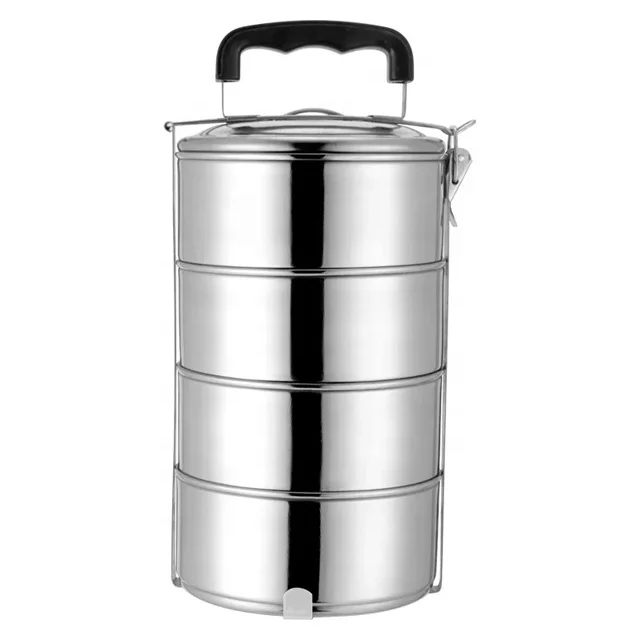 Portable India Tiffin lunch box with handle stainless steel food carrier container