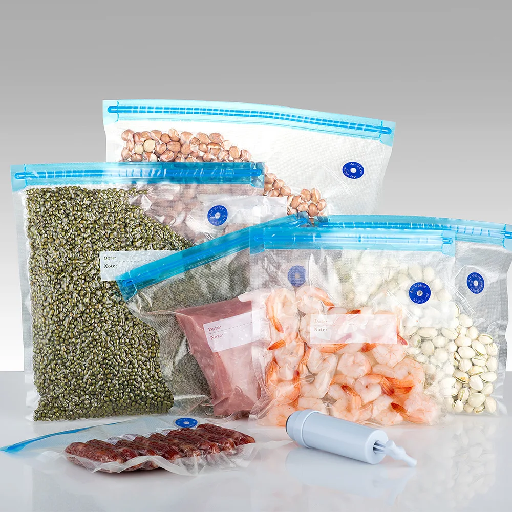 Air-pumped vacuum food bag deli preservation fresh compressed vacuum sealed packaging with self-sealing storage bag