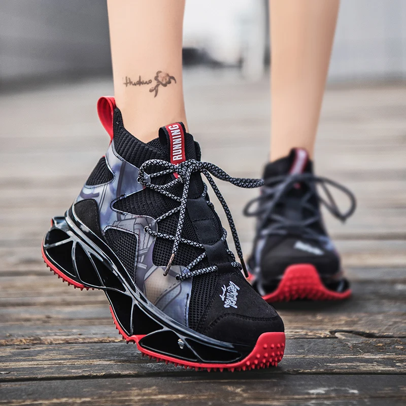 New fashion design Autumn winter leather fly weave knife blade lover shoe lovers Korean version leisure tide shoes