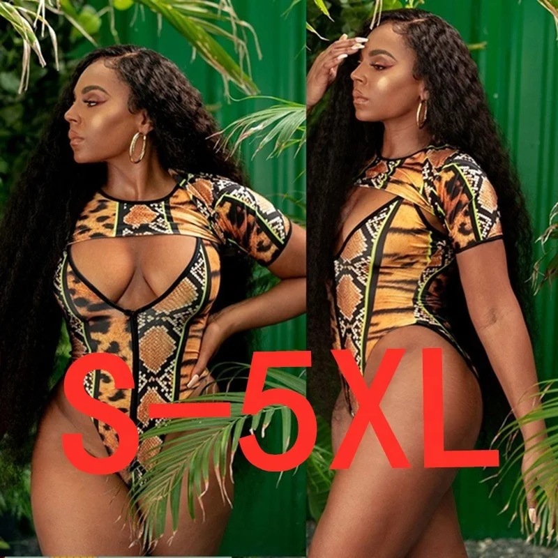 2021 Летняя женская обувь Большие размеры, комплект из 2 предметов, стильная женская обувь бикини купальники Цельный купальник с застежкой-молнией на спине, с v-образным вырезом, змеиный принт купальник