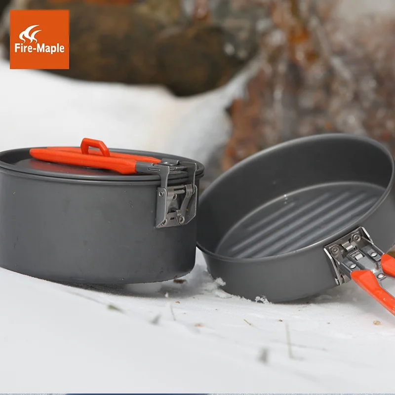 Fire-Maple FEAST 2  kit black outdoor camping cookware frypan and pot and kettle