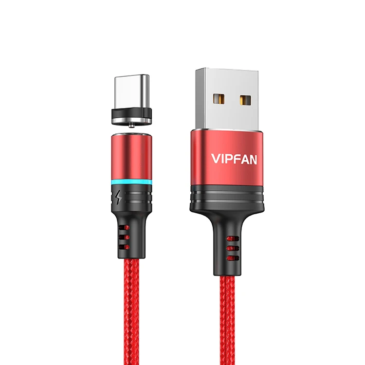 Manufacturing factory  oem logo Aluminum shell nylon braid led micro usb magnetic charging cable phone