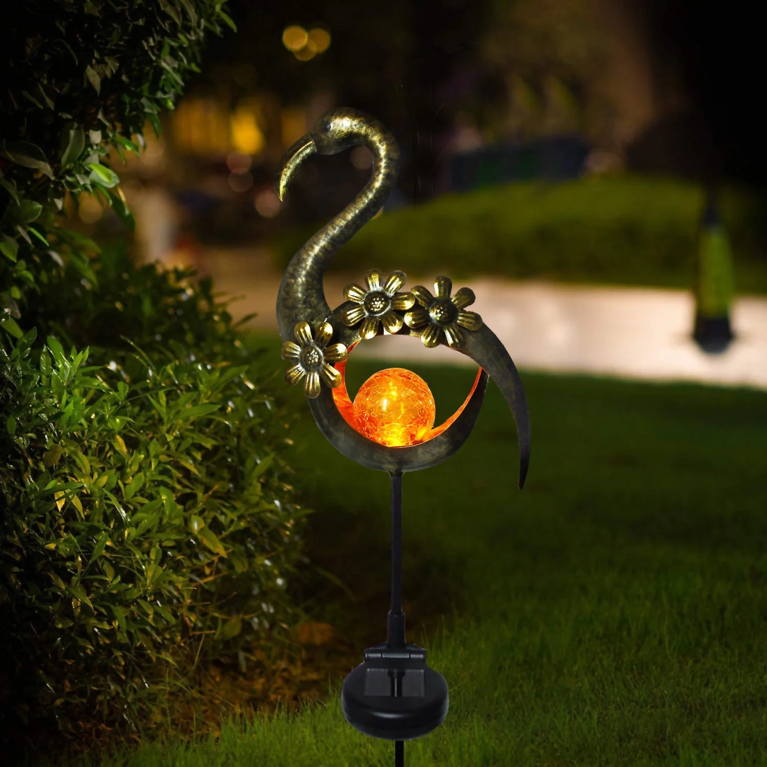 Наружная декоративная скульптура садовые огни колпачок с солнечной батареей фламинго