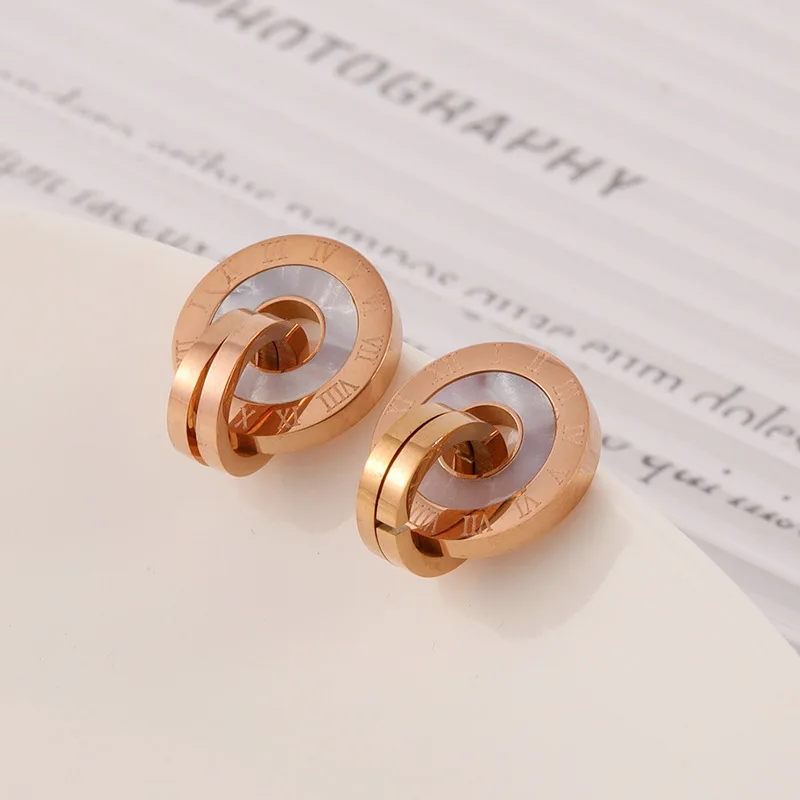 2022Spring and Summer new simple graceful titanium steel stud earrings personality all-match High sense earrings women
