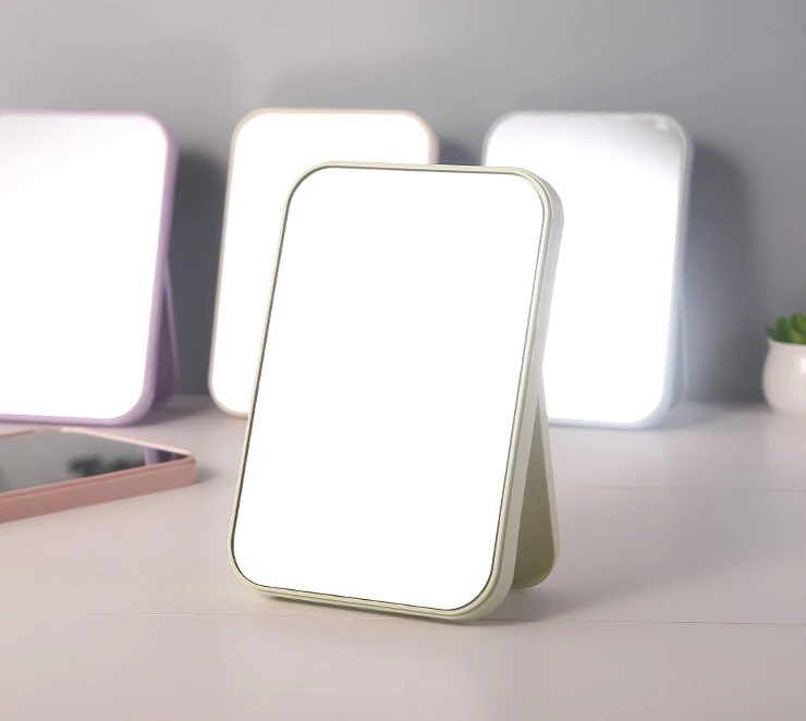 Portable desktop desktop makeup mirror support trademark custom folding home rectangular mirror