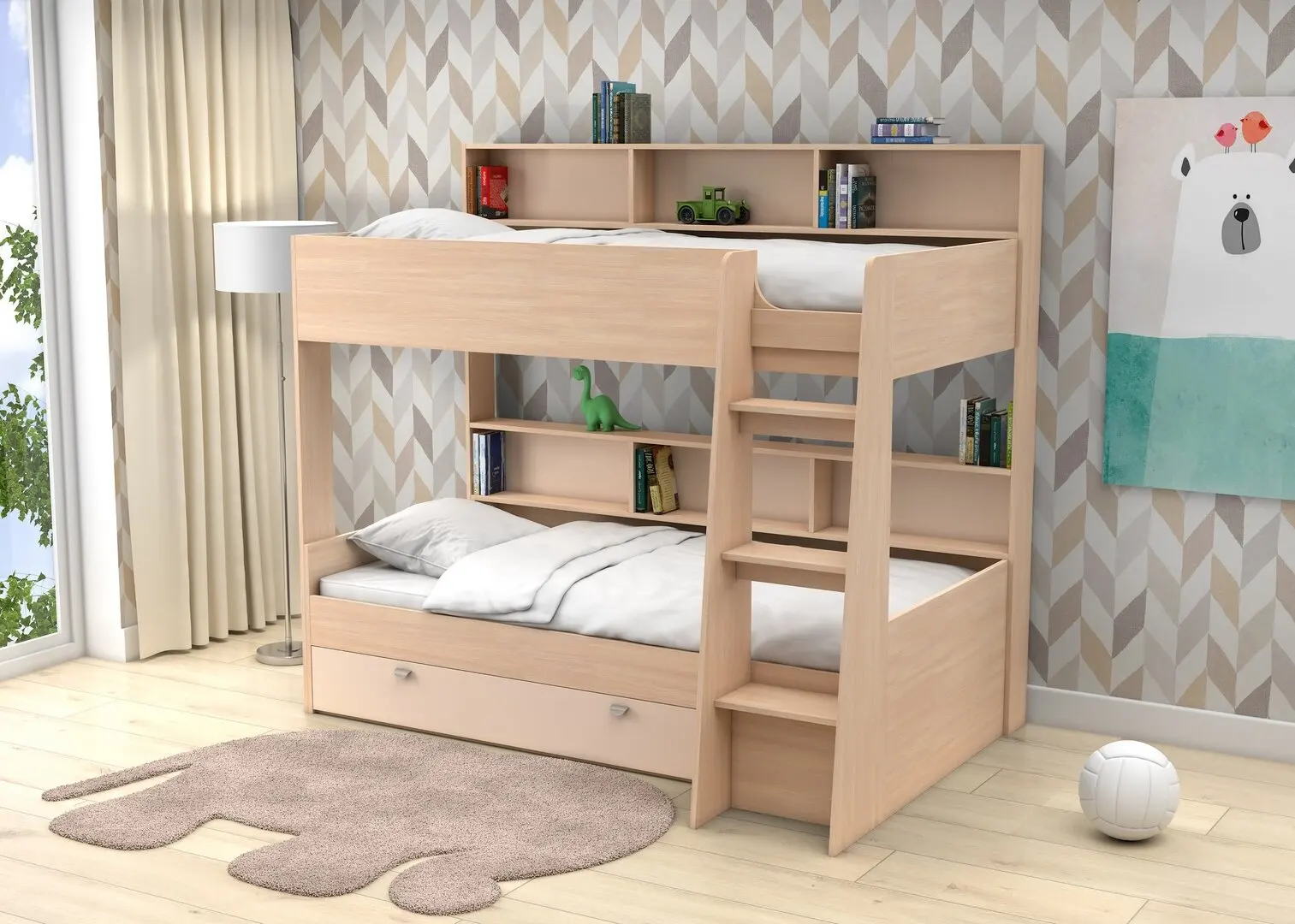 Exw Price Luxury Design Environmental Protection Materials Block Board Children Bunk Bed With Slide